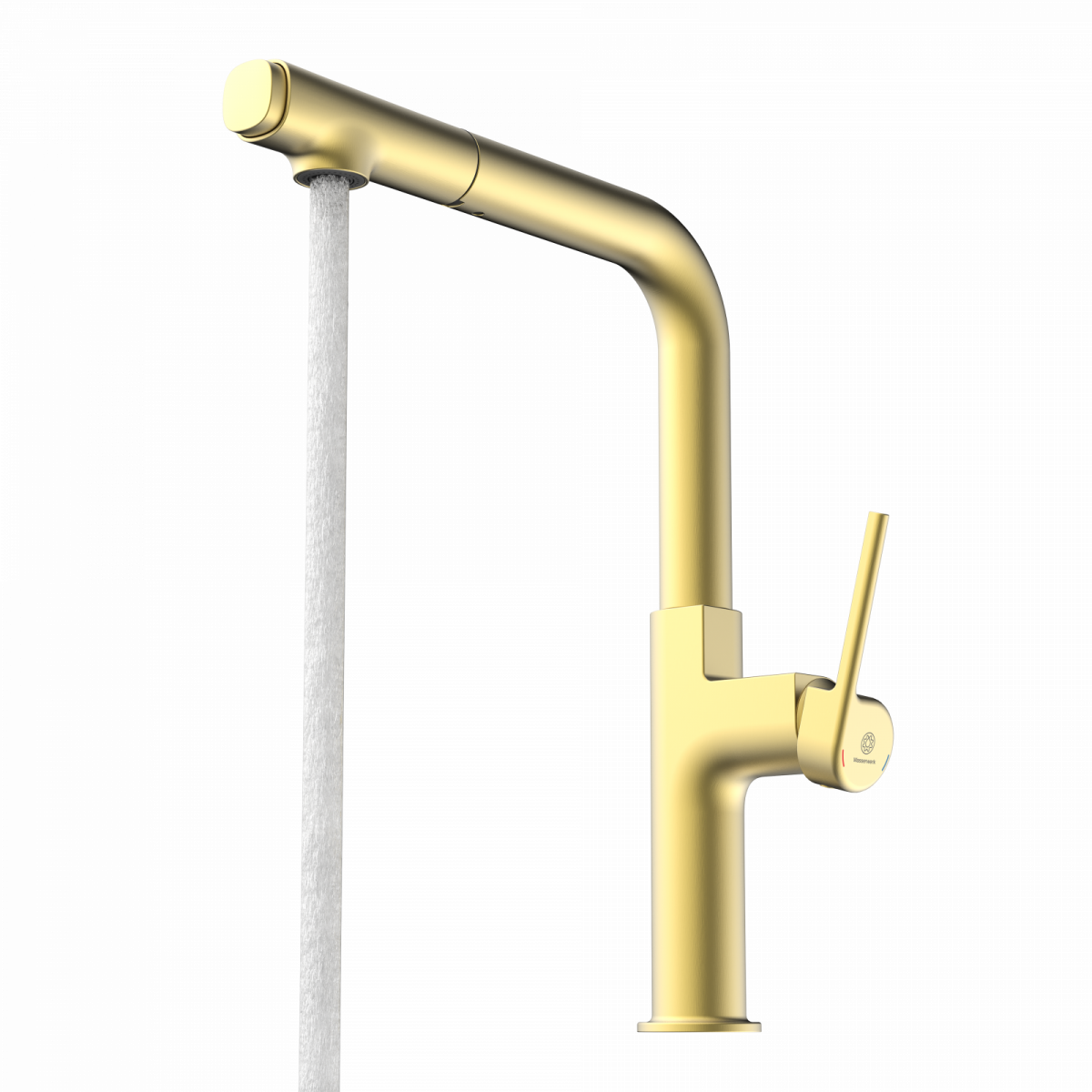 WK 11 in gold look, Kitchen Faucet with straight spout and pull-out spray