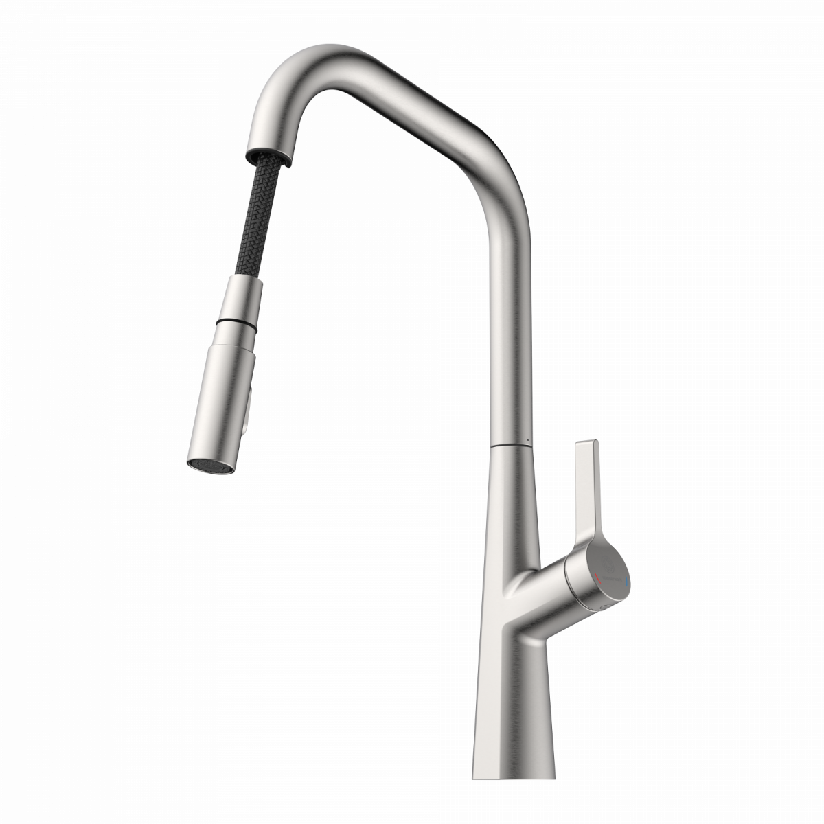 WK 9 Edge in stainless steel look, Kitchen Faucet with edged spout and pull-down spray