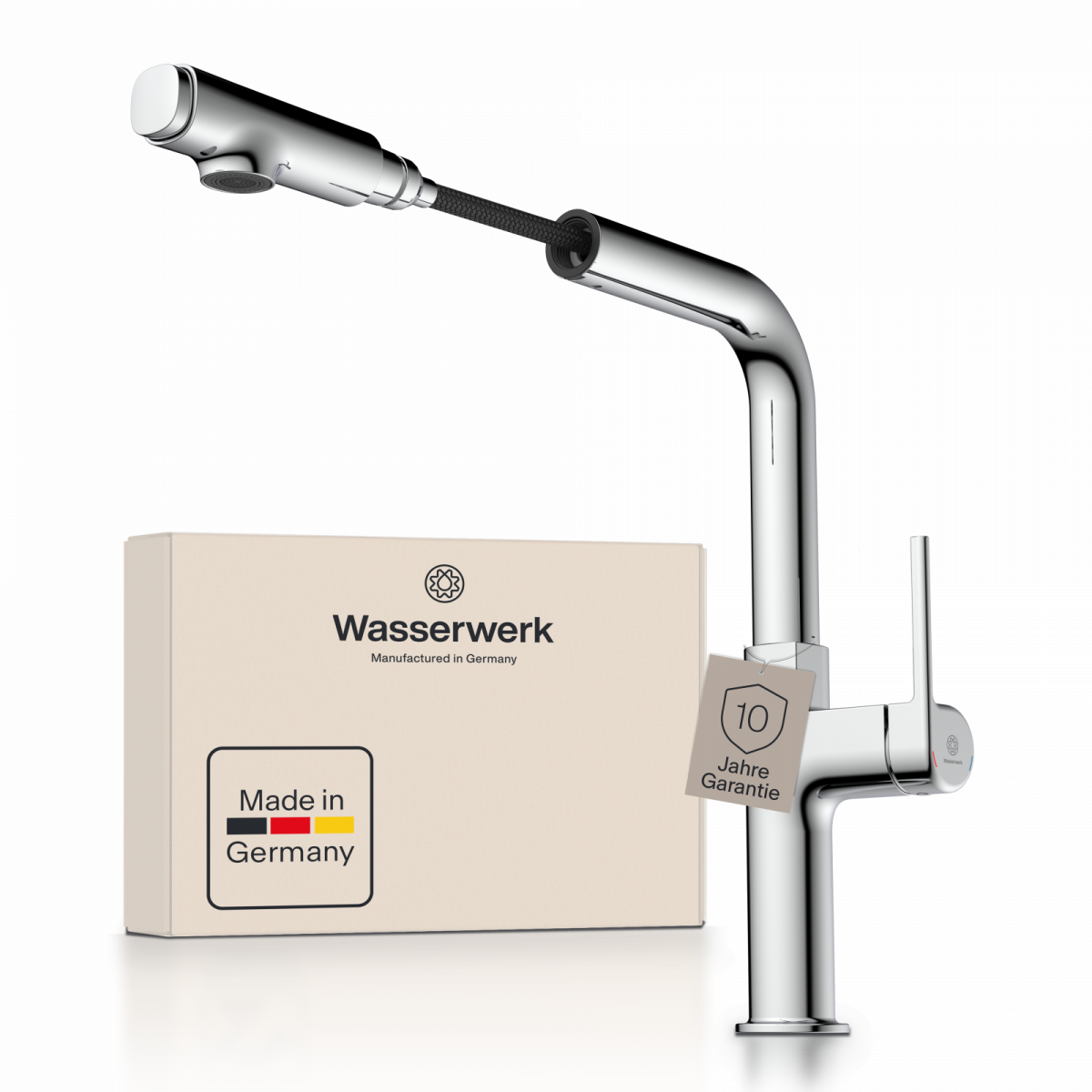 WK 11 in chrome, Kitchen Faucet with straight spout and pull-out spray