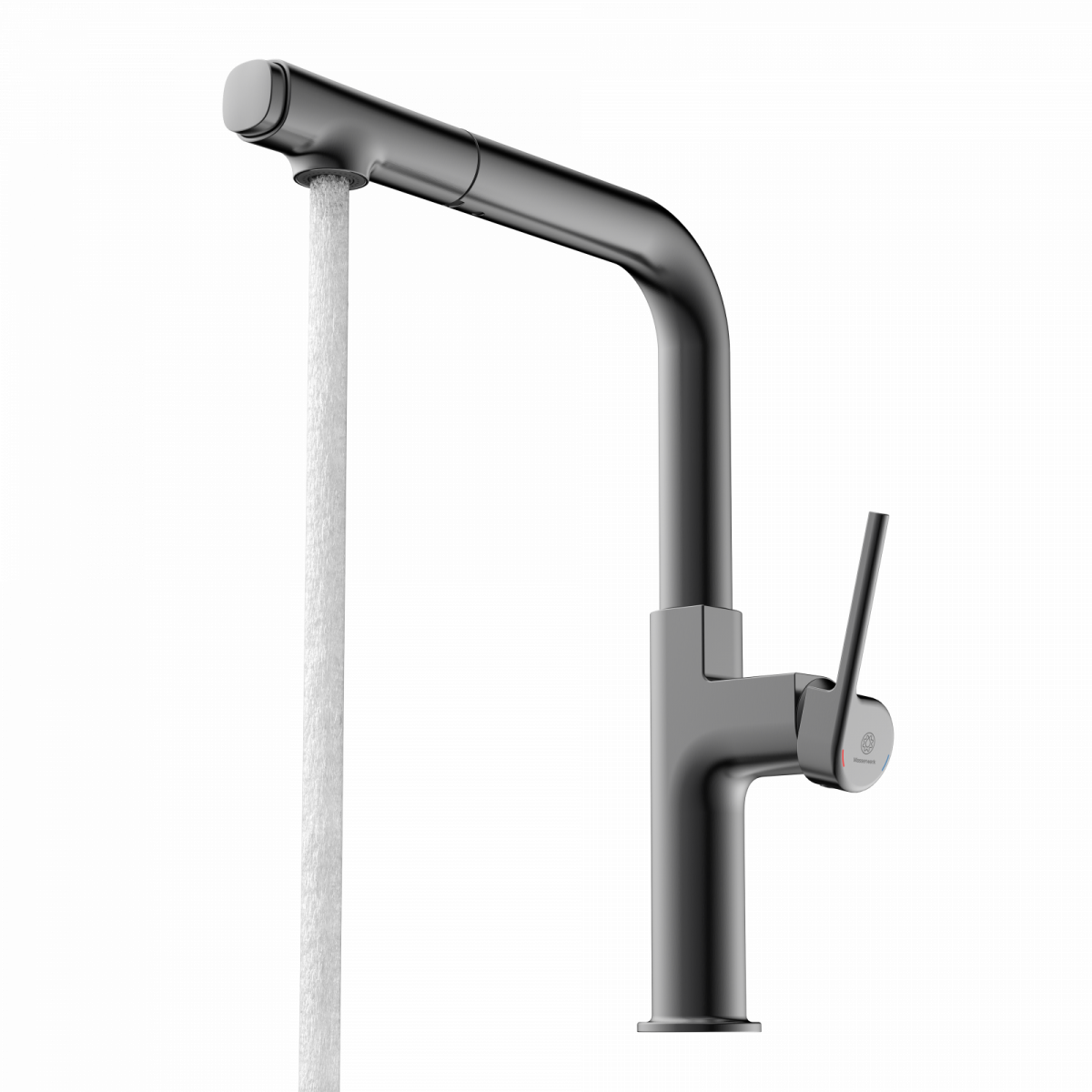 WK 11 in matte graphite, Kitchen Faucet with straight spout and pull-out spray