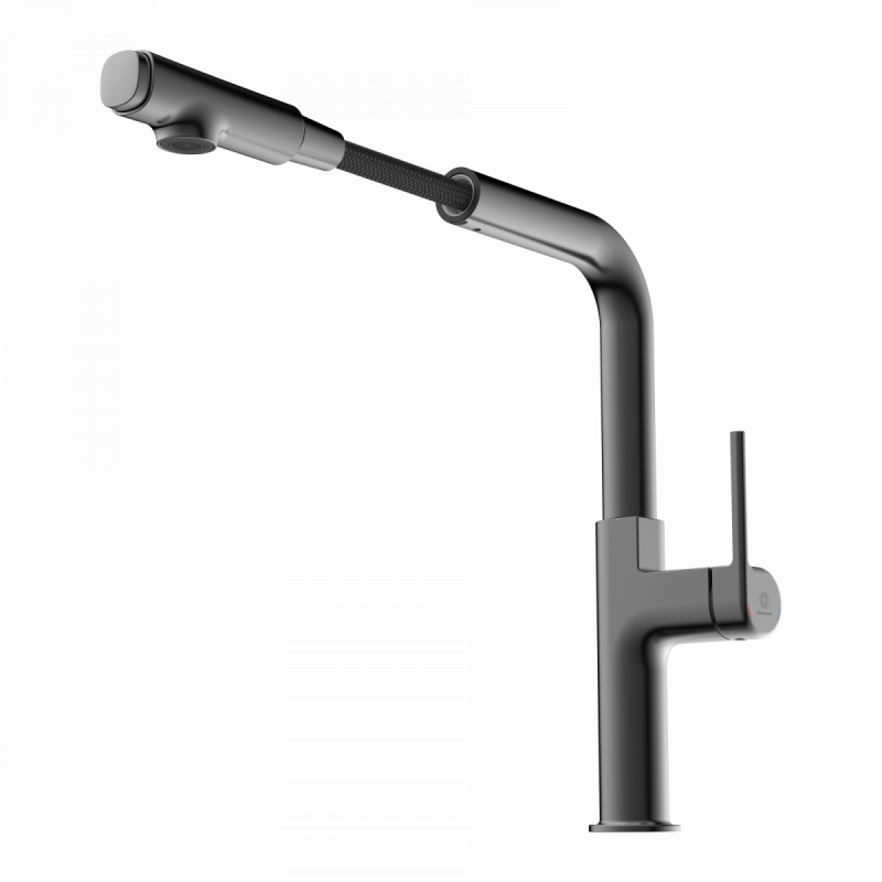 WK 11 in matte graphite, Kitchen Faucet with straight spout and pull-out spray