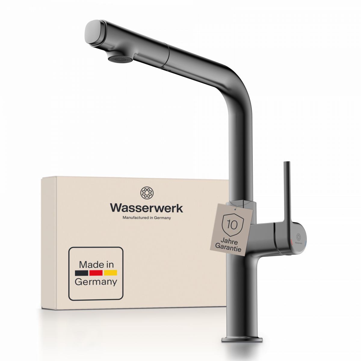 WK 11 in matte graphite, Kitchen Faucet with straight spout and pull-out spray