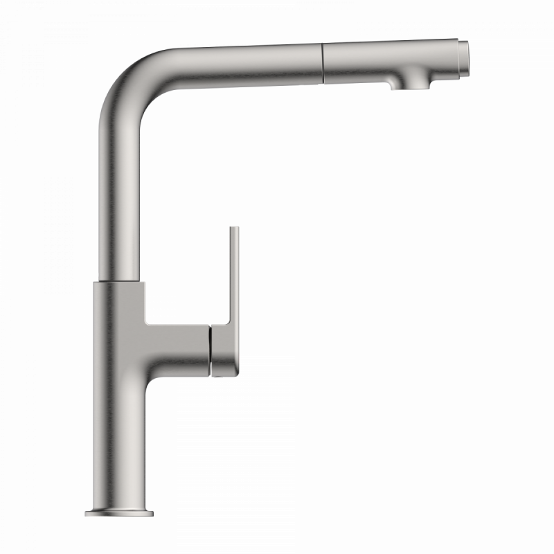 WK 11 in stainless steel look, Kitchen Faucet with straight spout and pull-out spray