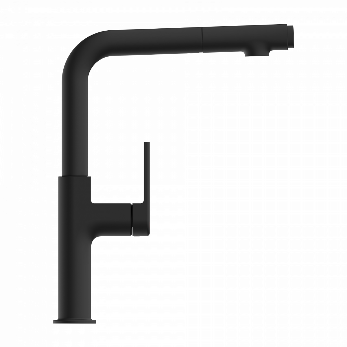 WK 11 in black, Kitchen Faucet with straight spout and pull-out spray
