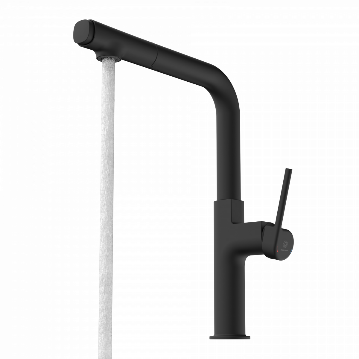WK 11 in black, Kitchen Faucet with straight spout and pull-out spray