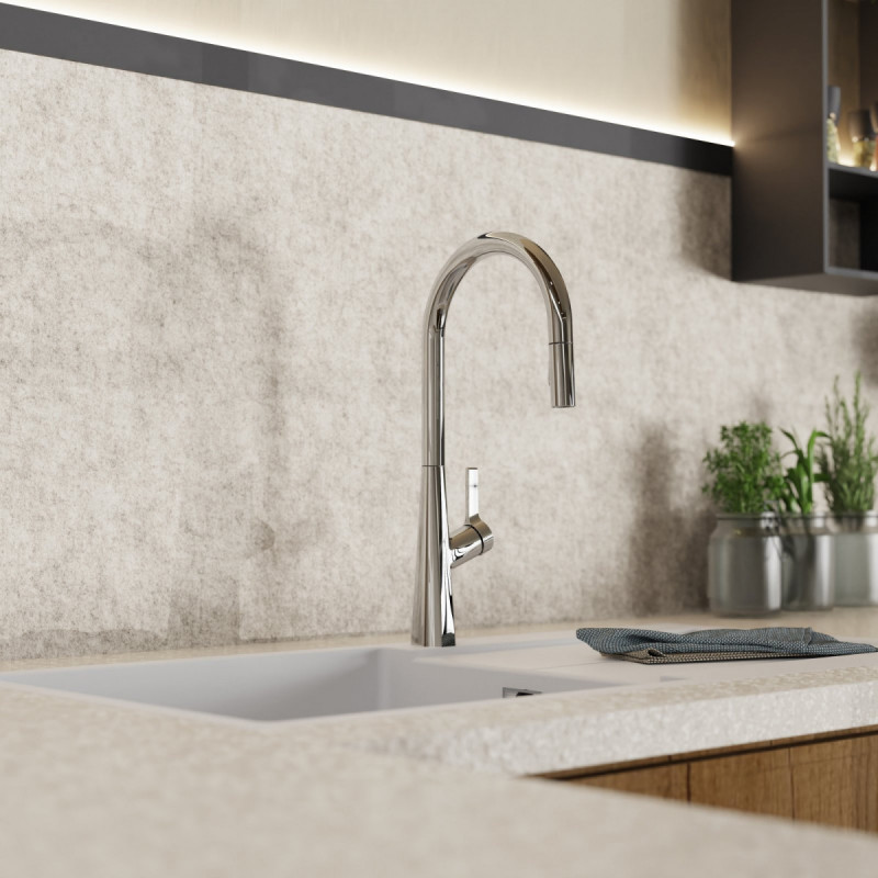 WK 9 Sphere in chrome, Kitchen Faucet with arched spout and pull-out spray