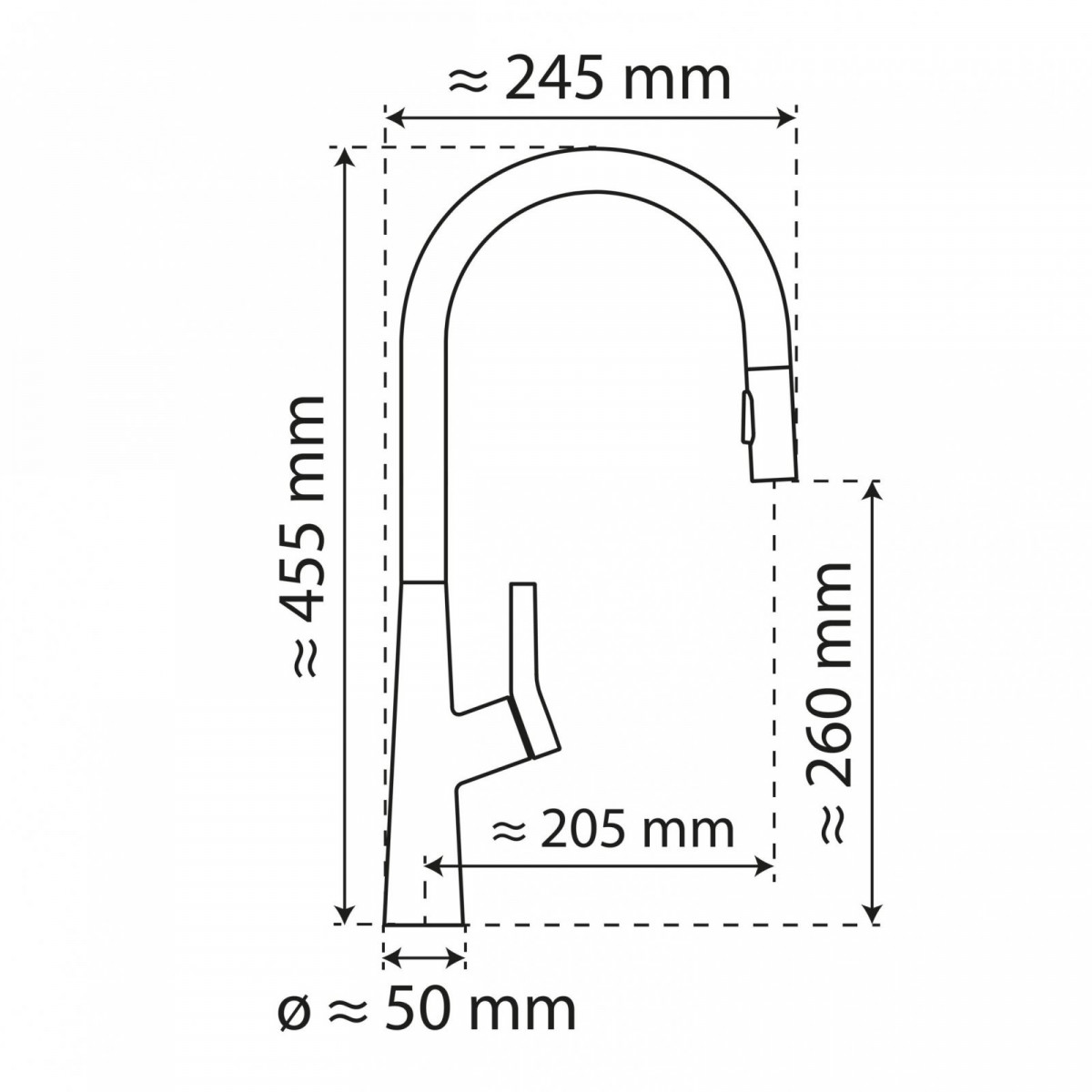WK 9 Sphere en graphite mat, Mitigeur de cuisine avec bec arrondi et douchette