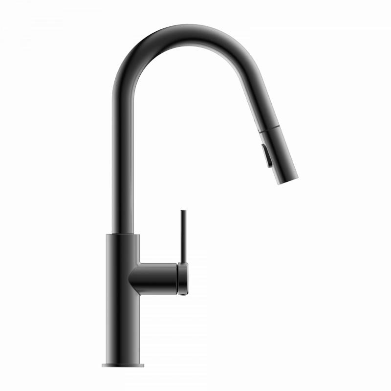 WK 13 Curve in matte graphite, Kitchen Faucet with curved spout and pull-down spray