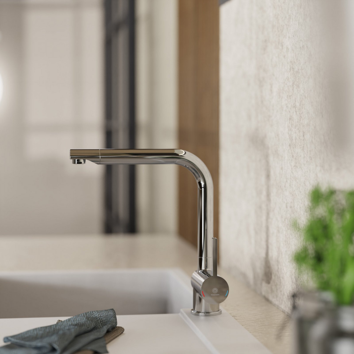 WK 4 in chrome, Kitchen Faucet with timeless straight spout