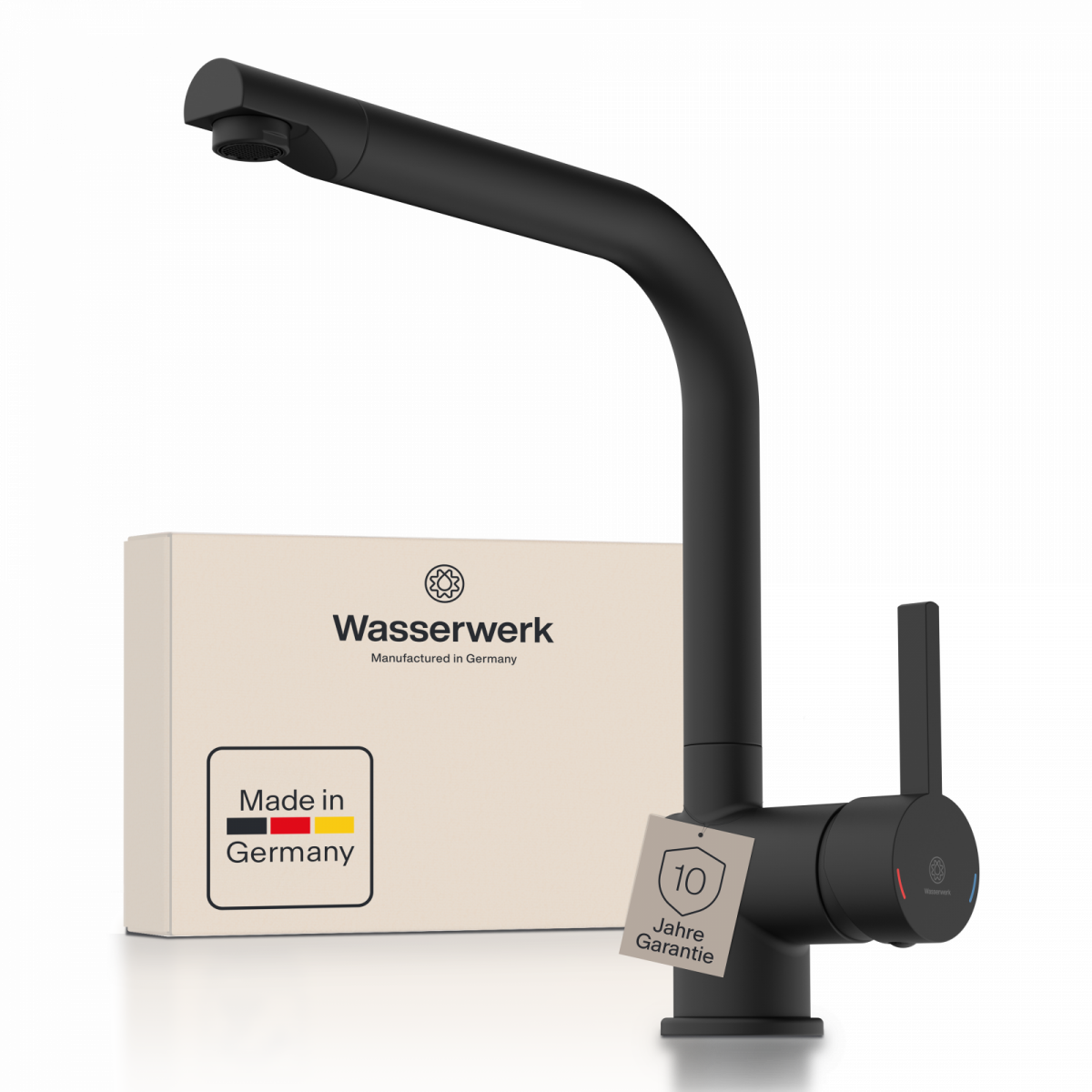 WK 4 in black, Kitchen Faucet with timeless straight spout