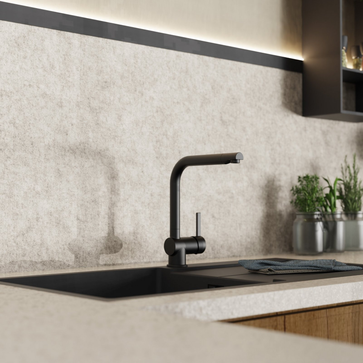 WK 4 in black, Kitchen Faucet with timeless straight spout