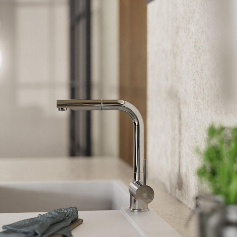 WK 4 Pro in chrome, Kitchen Faucet with pull-out spout