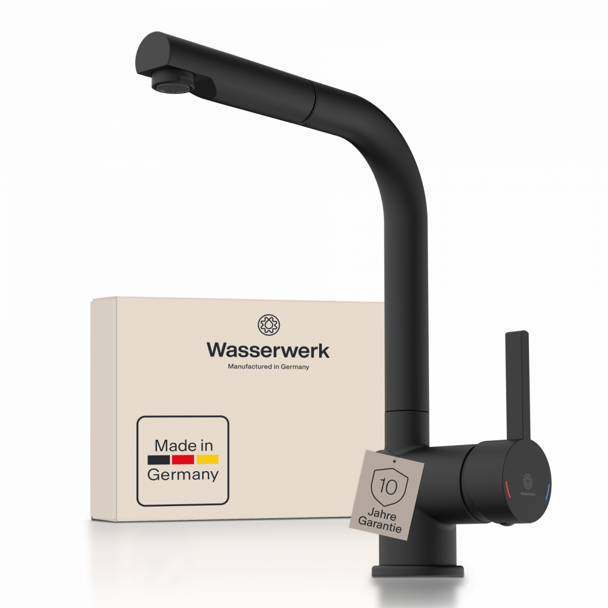 WK 4 Pro en noir, Mitigeur de cuisine avec bec extractible