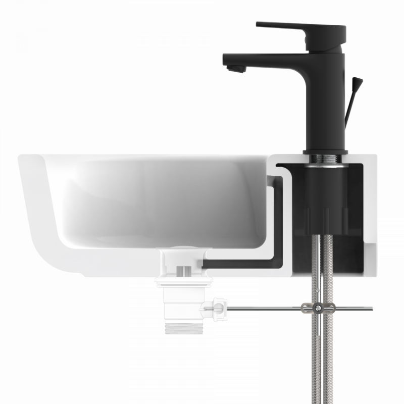 WT 13 in black, Washbasin faucet with straight spout