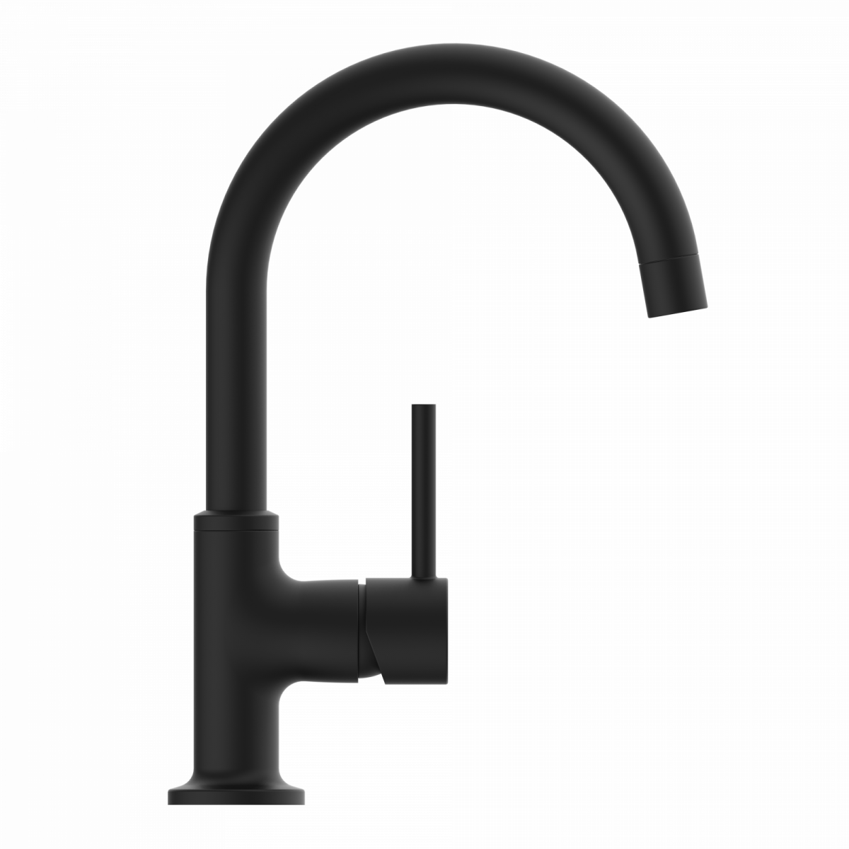 WT 14 in black, Washbasin faucet with curved spout