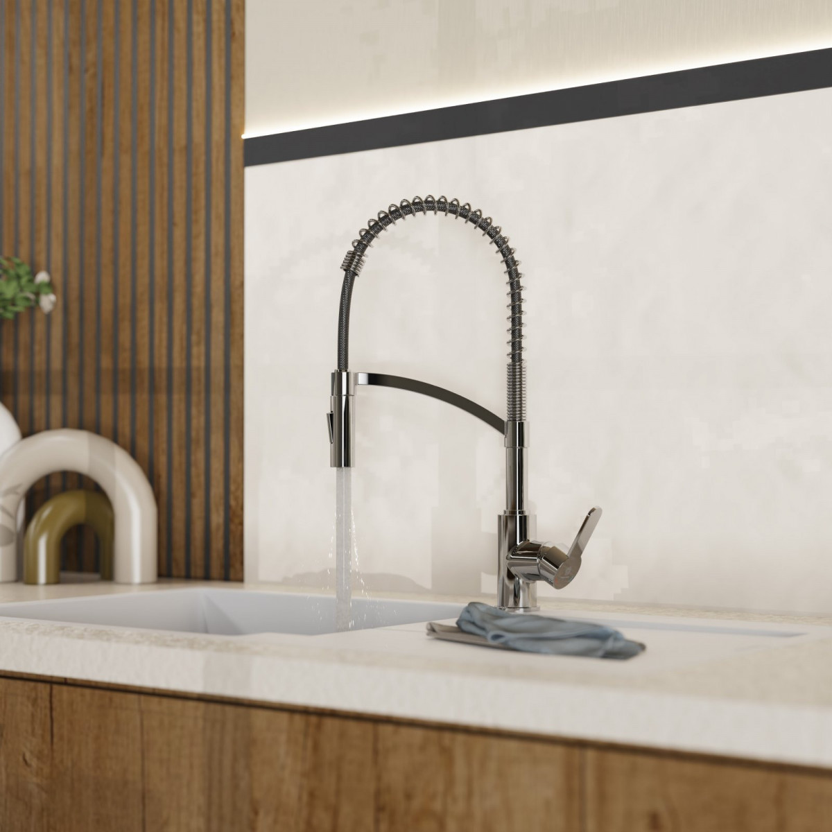 WK 3 in chrome, Kitchen Faucet with innovative spiral spring design