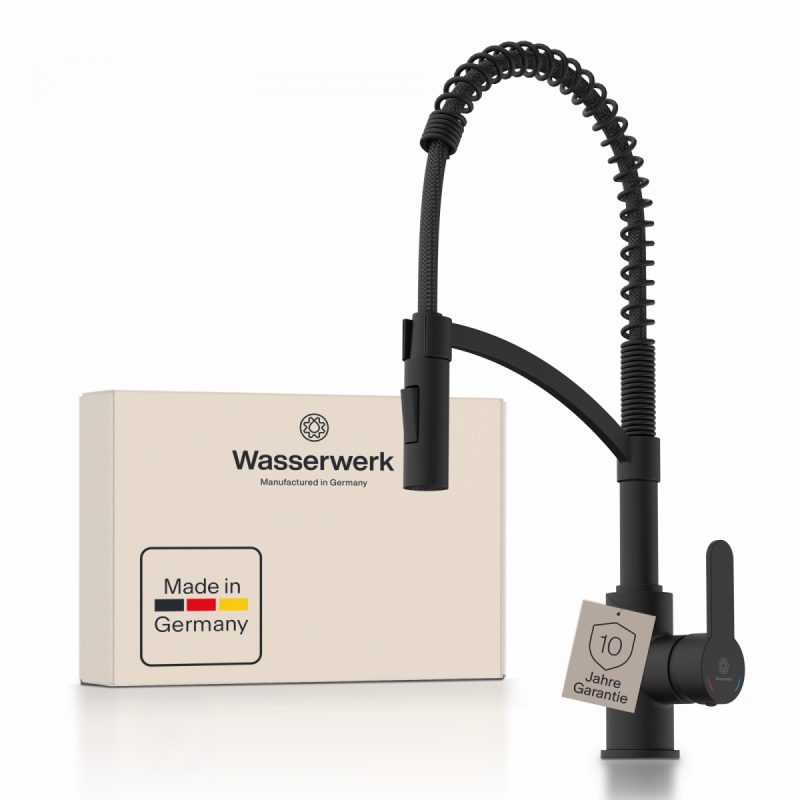 WK 3 in zwart, Keukenkraan met innovatief spiraalveer design