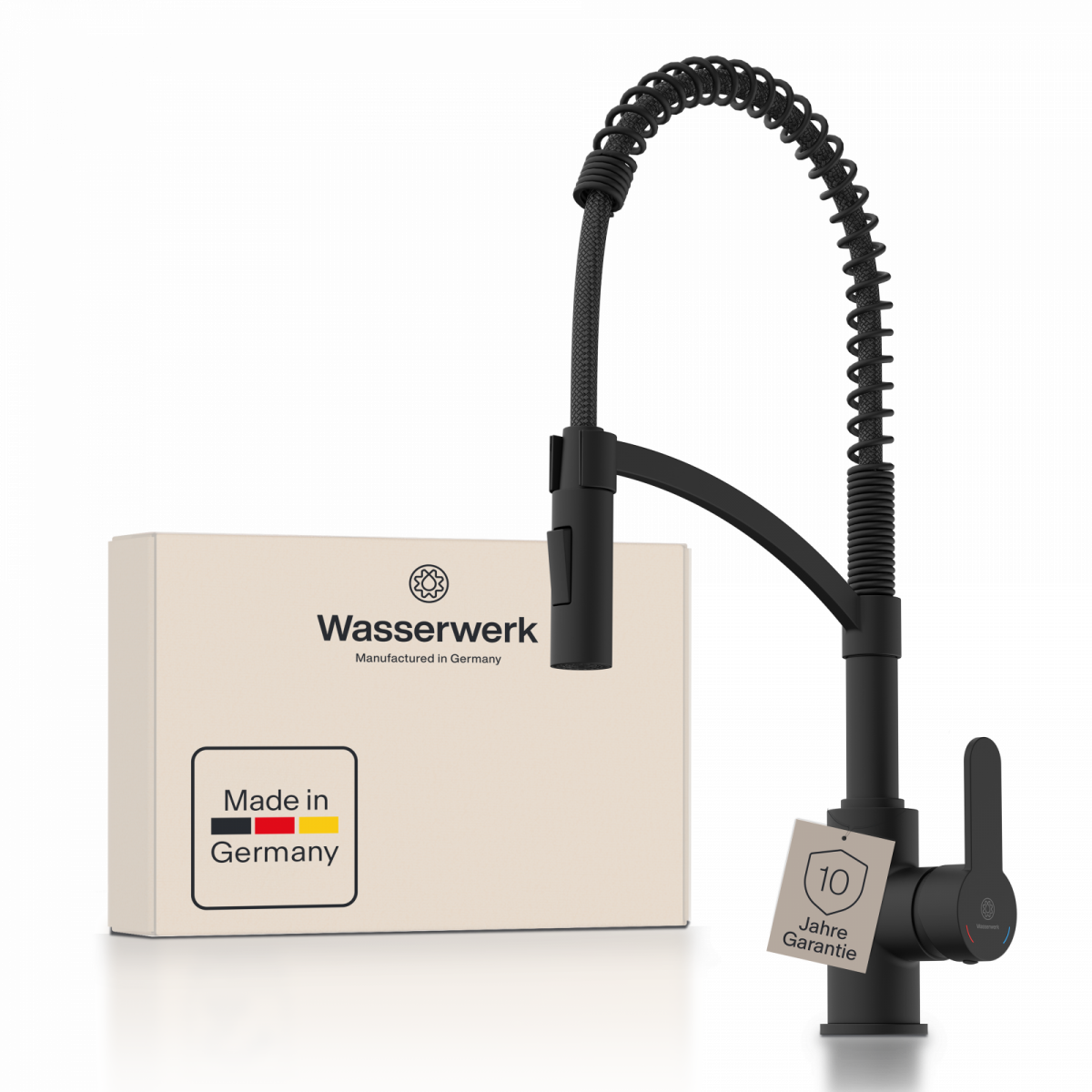 WK 3 in black, Kitchen Faucet with innovative spiral spring design