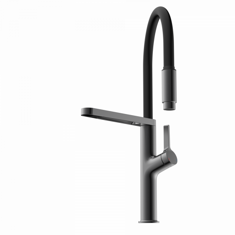 WK 2 in matte graphite, Kitchen Faucet semi-pro with pull-down soft-touch hose