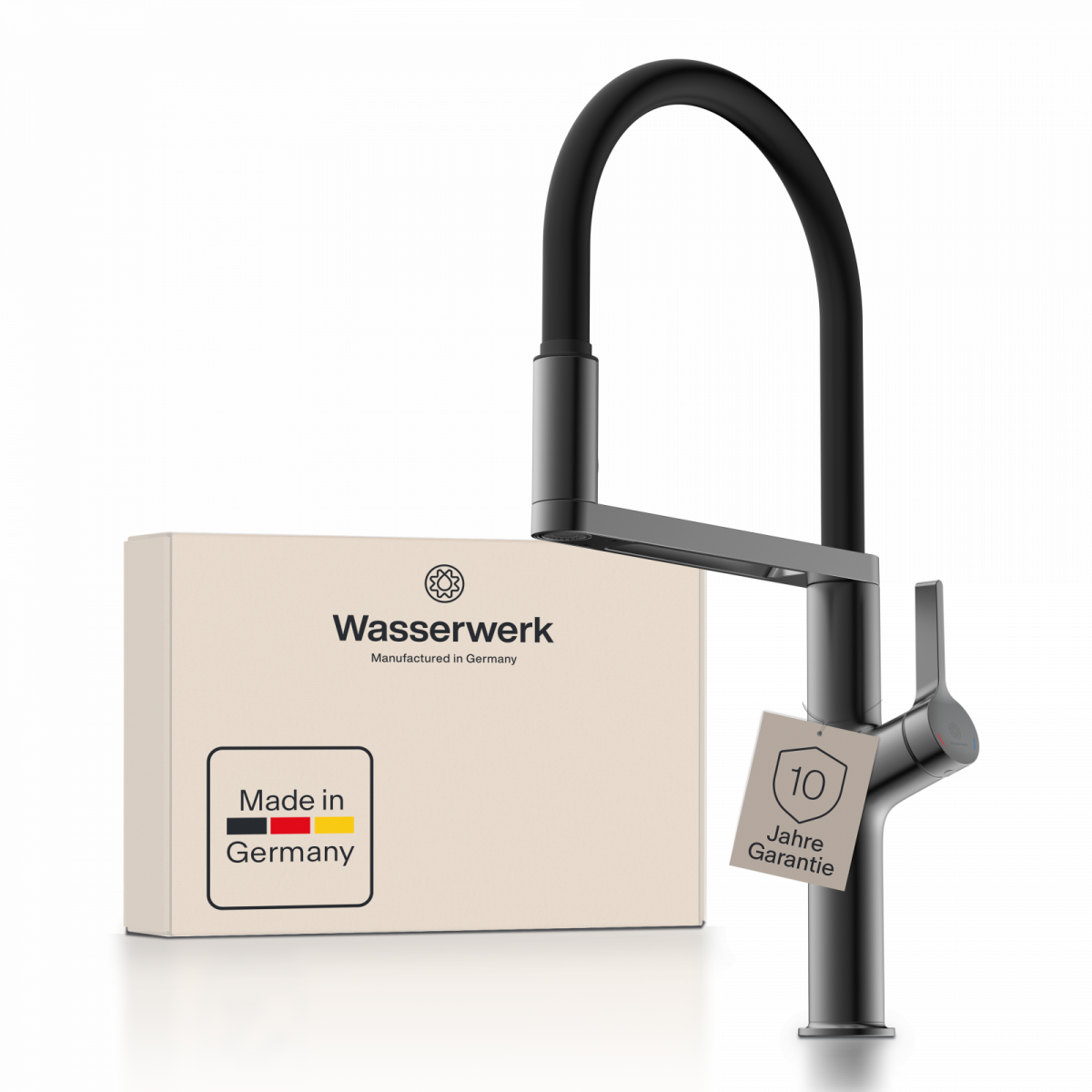 WK 2 en graphite mat, Mitigeur de cuisine avec tuyau flexible Soft-Touch et douchette