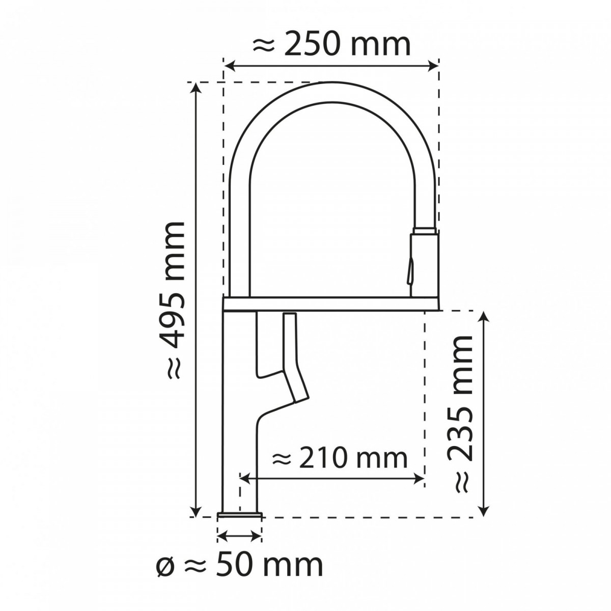 WK 2 in black/gold, Kitchen Faucet semi-pro with pull-down soft-touch hose