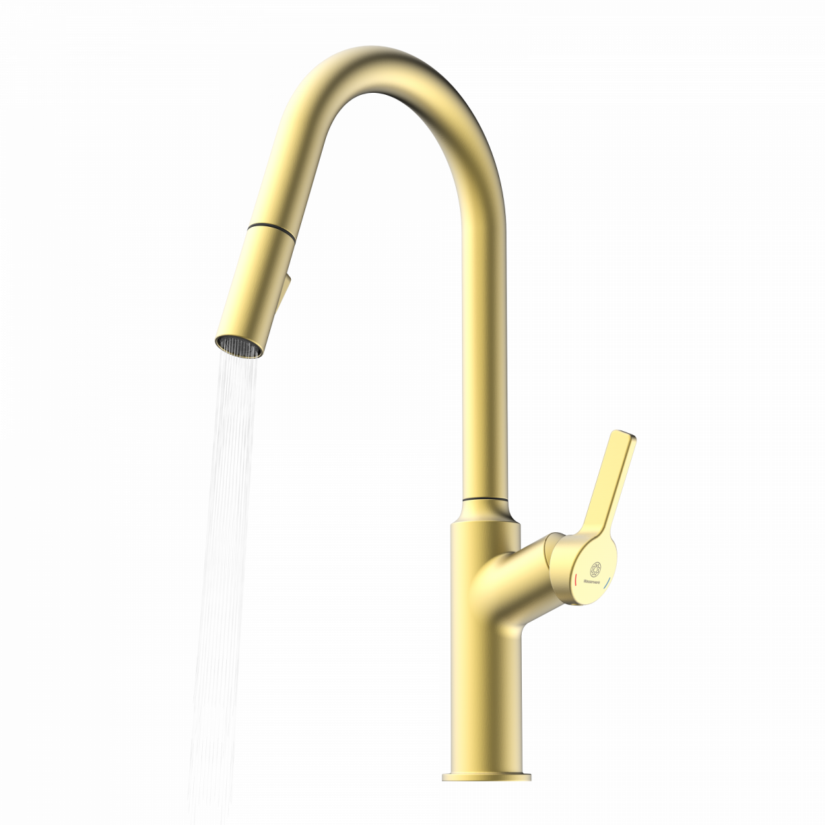 WK 12 in gold look, Kitchen Faucet with curved spout and pull-down spray