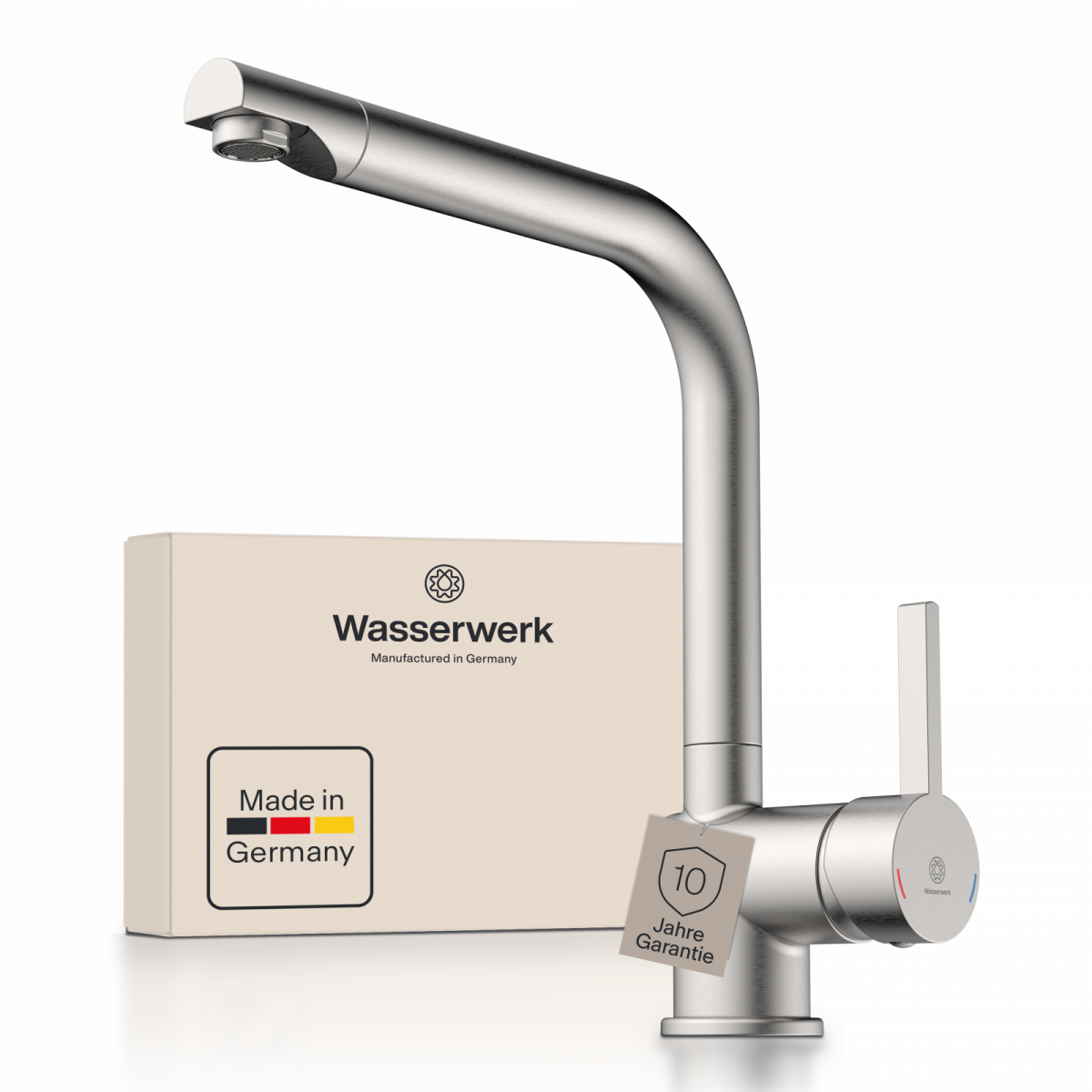 WK 4 in stainless steel look, Kitchen Faucet with timeless straight spout