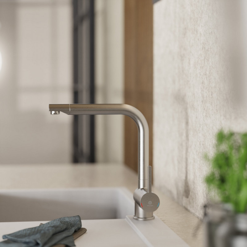 WK 4 in stainless steel look, Kitchen Faucet with timeless straight spout