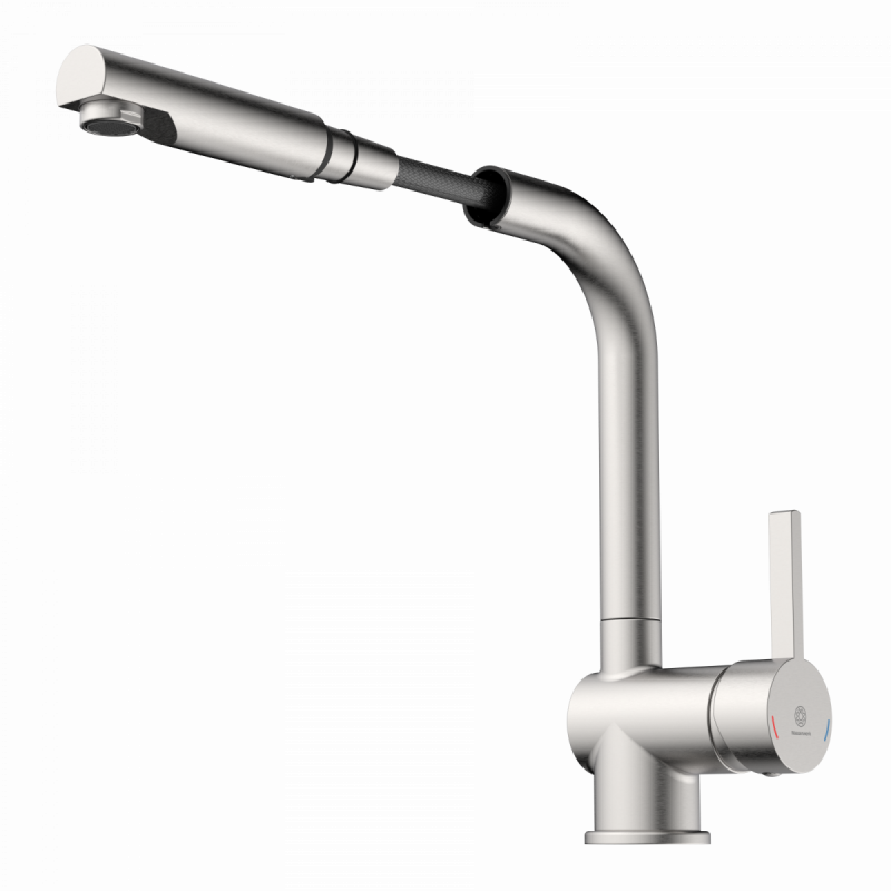 WK 4 Pro in stainless steel look, Kitchen Faucet with pull-out spout