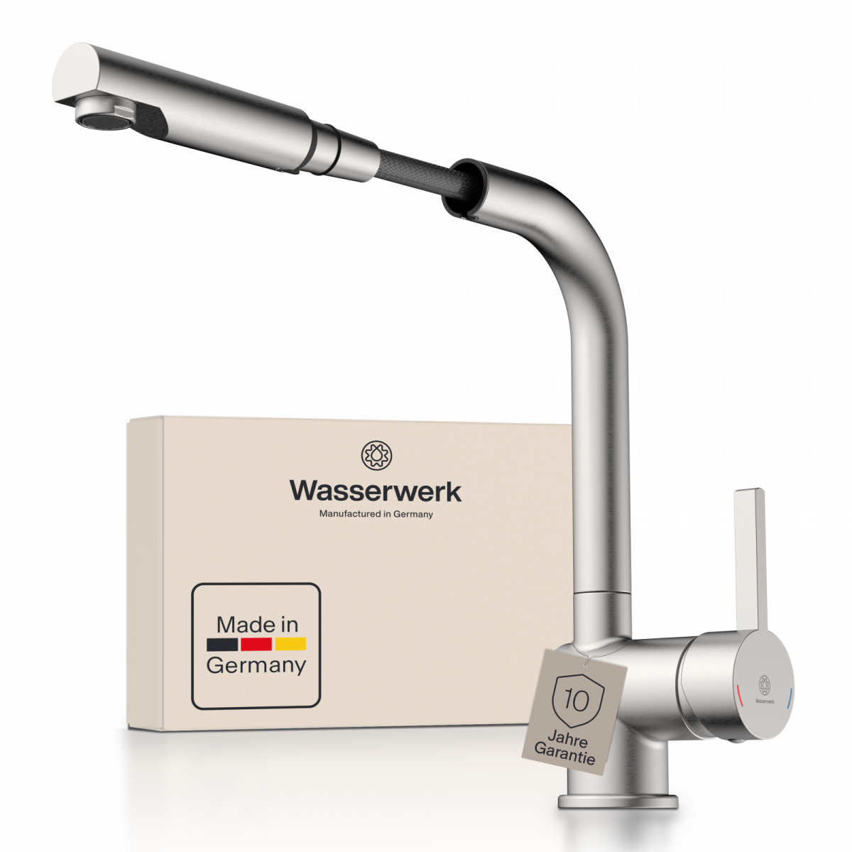 WK 4 Pro en apparence inox, Mitigeur de cuisine avec bec extractible