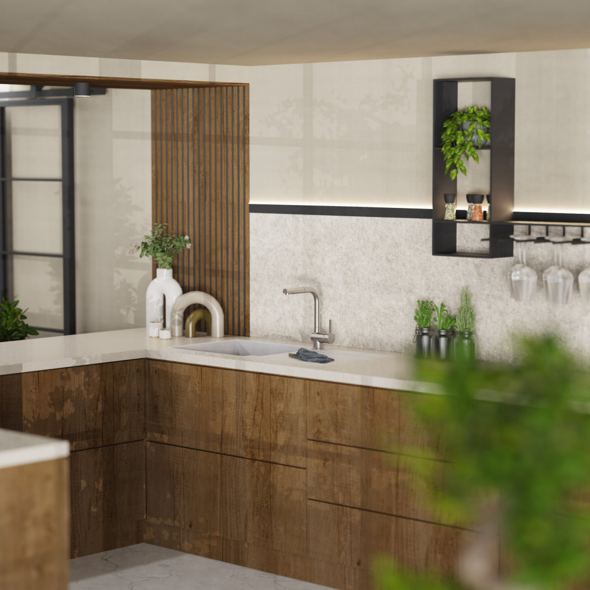 WK 4 Pro en apparence inox, Mitigeur de cuisine avec bec extractible