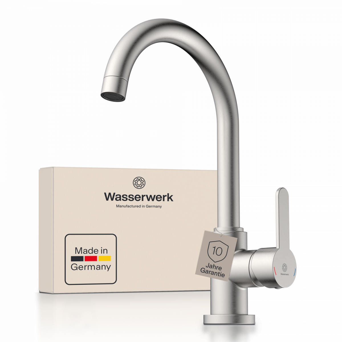 WK 5 in stainless steel look, Kitchen Faucet with classic curved spout