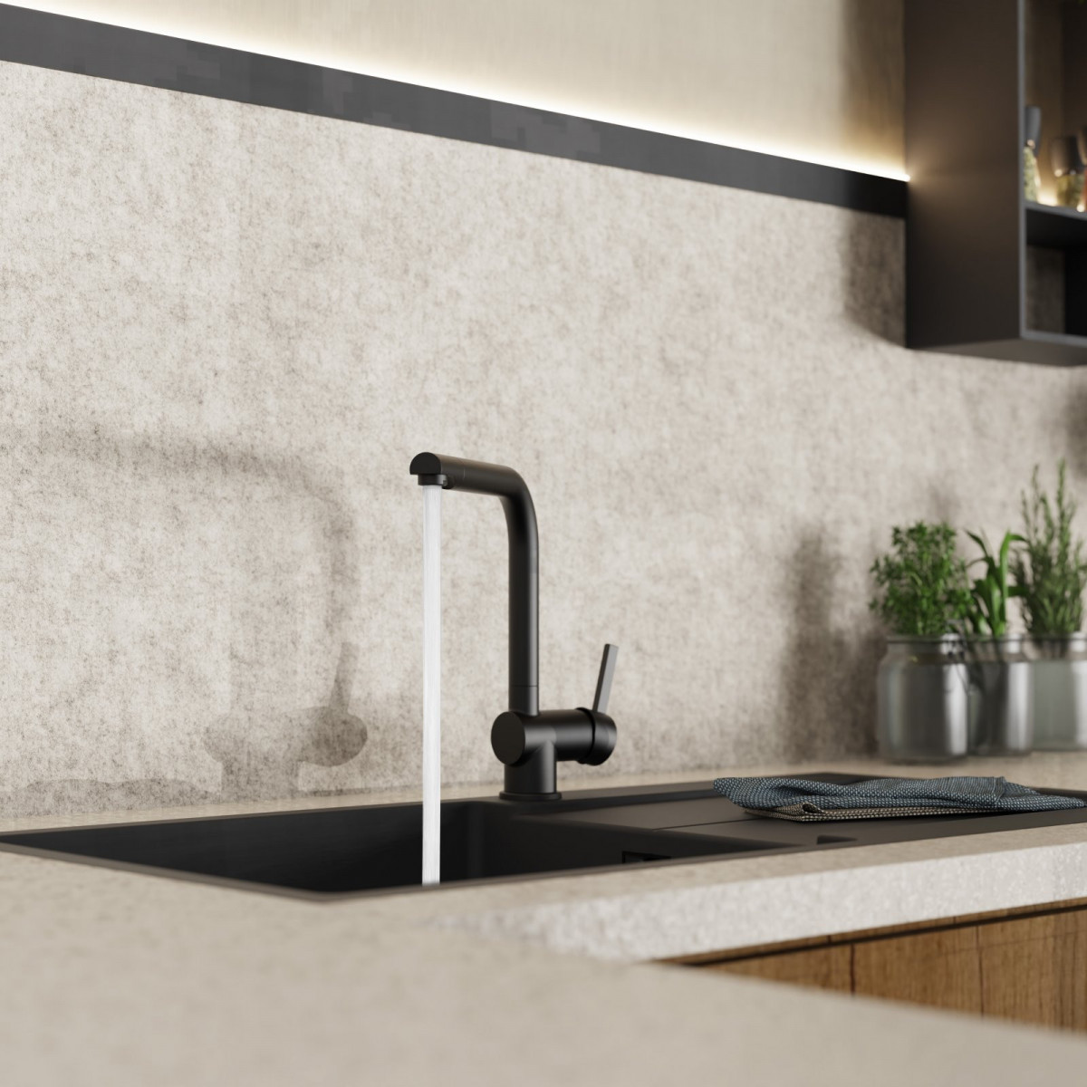 WK 4 in black, Kitchen Faucet with timeless straight spout