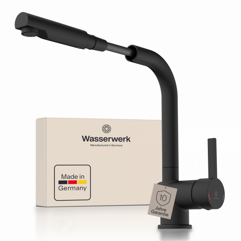 WK 4 Pro en noir, Mitigeur de cuisine avec bec extractible