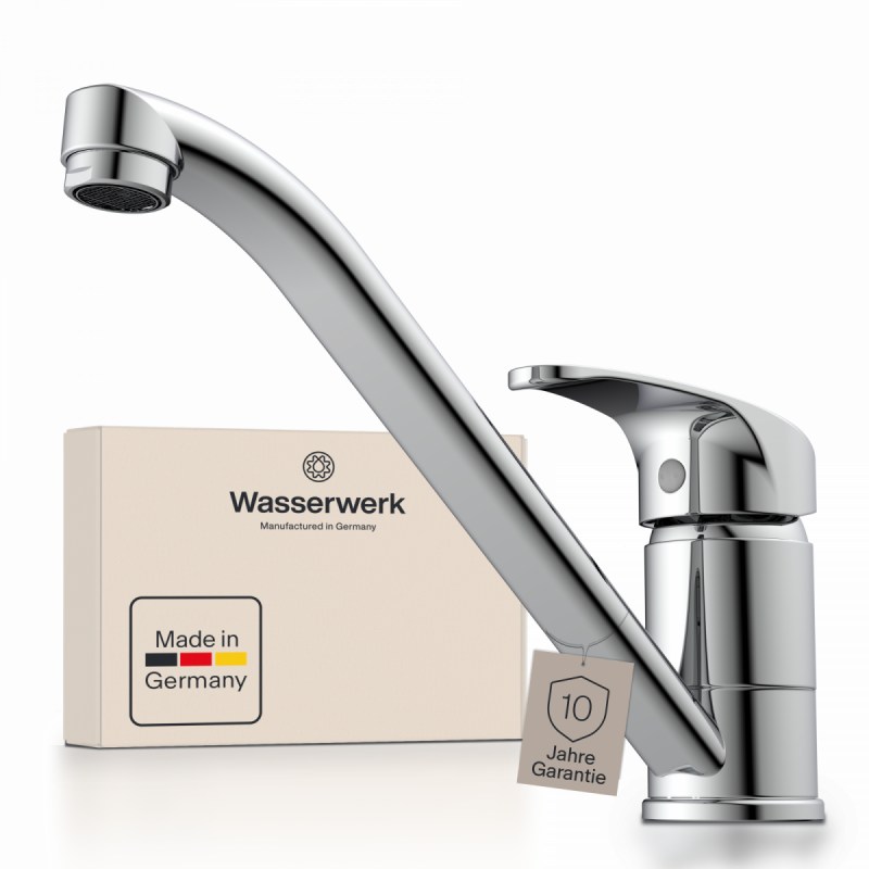WK 8 in Chrome, Kitchen Faucet with 360° swivel spout
