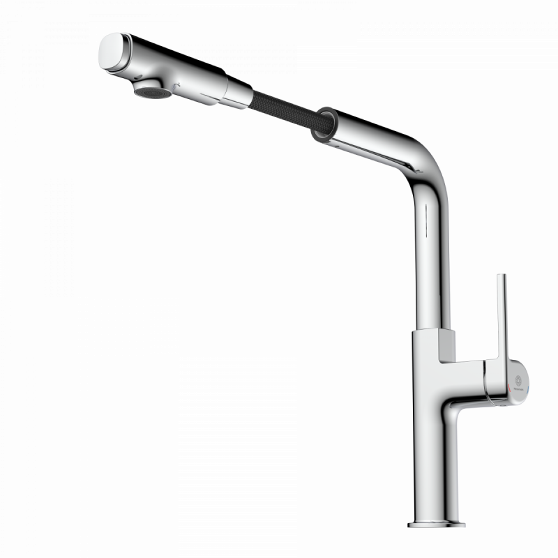 WK 11 in chrome, Kitchen Faucet with straight spout and pull-out spray