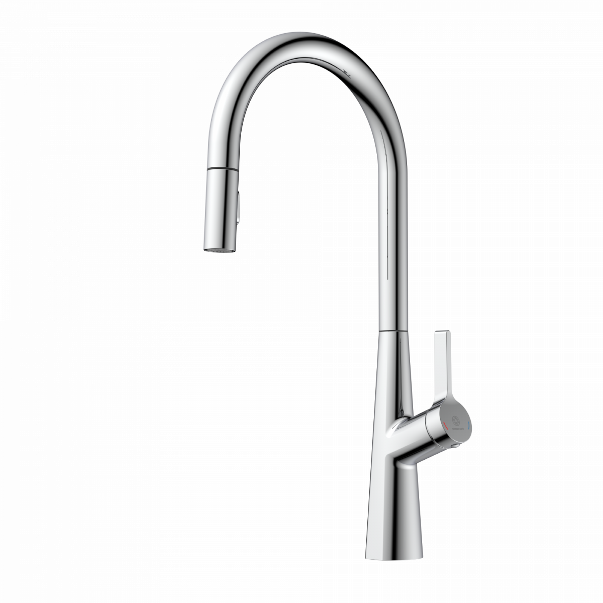 WK 9 Sphere in chrome, Kitchen Faucet with arched spout and pull-out spray