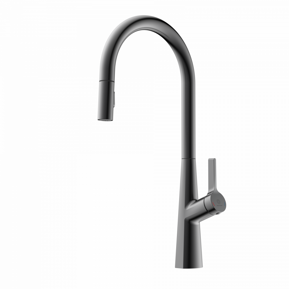 WK 9 Sphere in matte graphite, Kitchen Faucet with arched spout and pull-out spray