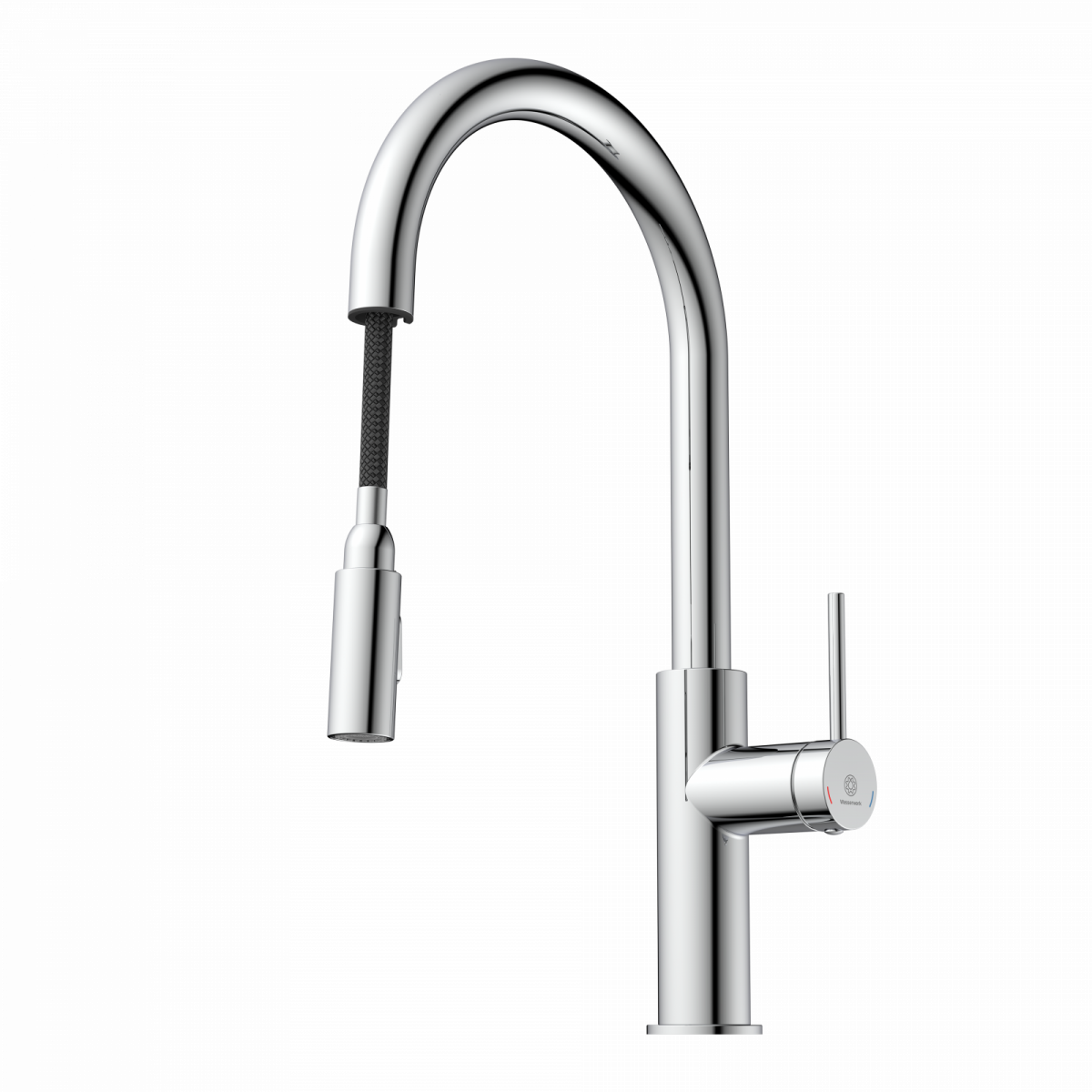 WK 13 Sphere in chrome, Kitchen Faucet with arched spout and pull-down spray