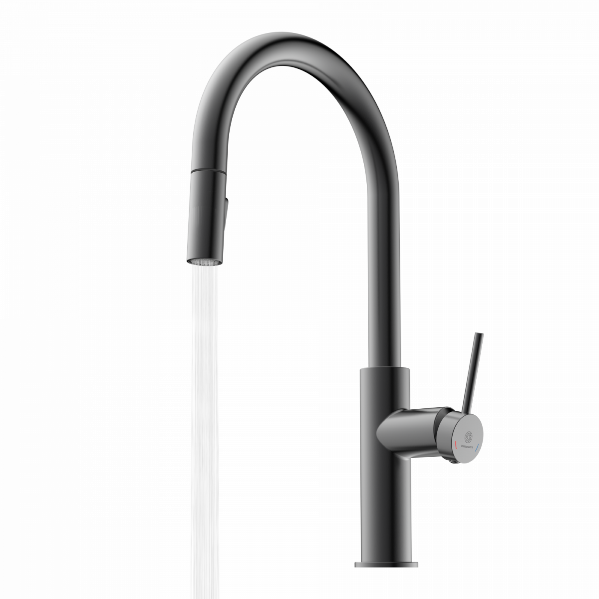 WK 13 Sphere in matte graphite, Kitchen Faucet with arched spout and pull-down spray
