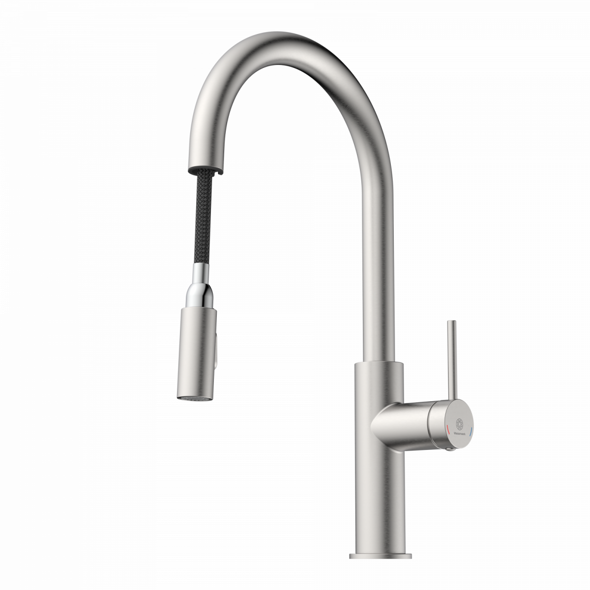 WK 13 Sphere in stainless steel look, Kitchen Faucet with arched spout and pull-down spray