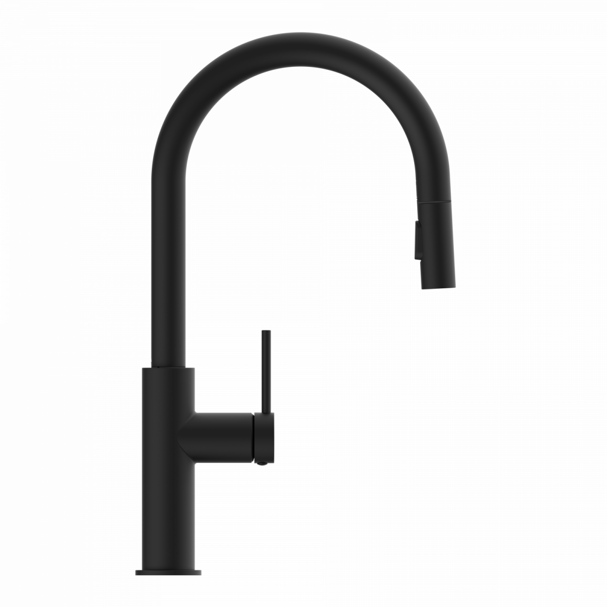 WK 13 Sphere in black, Kitchen Faucet with arched spout and pull-down spray