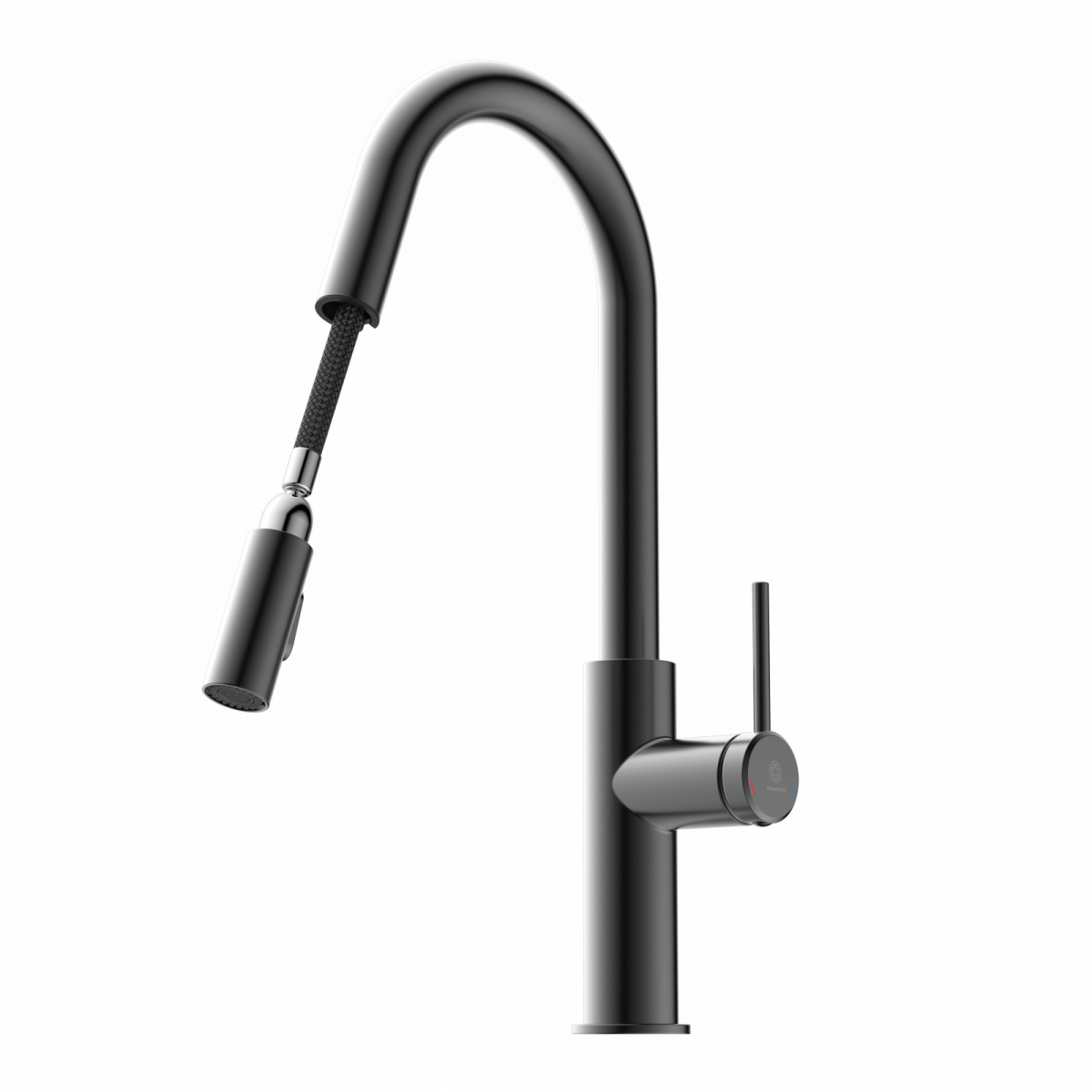 WK 13 Curve in matte graphite, Kitchen Faucet with curved spout and pull-down spray