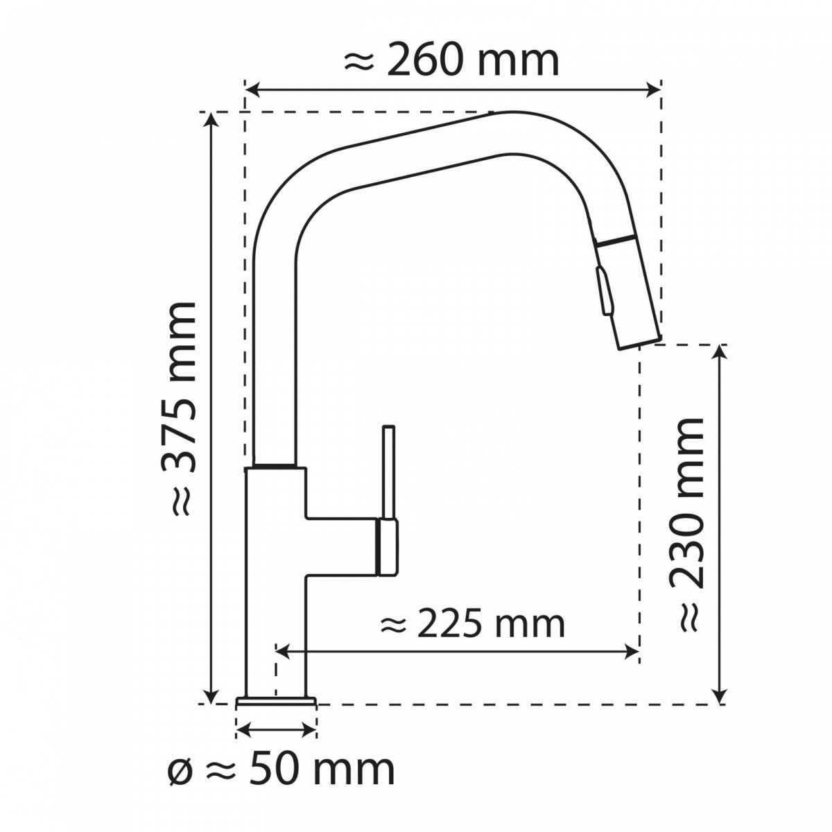 WK 13 Edge in stainless steel look, Kitchen Faucet with edged spout and pull-down spray