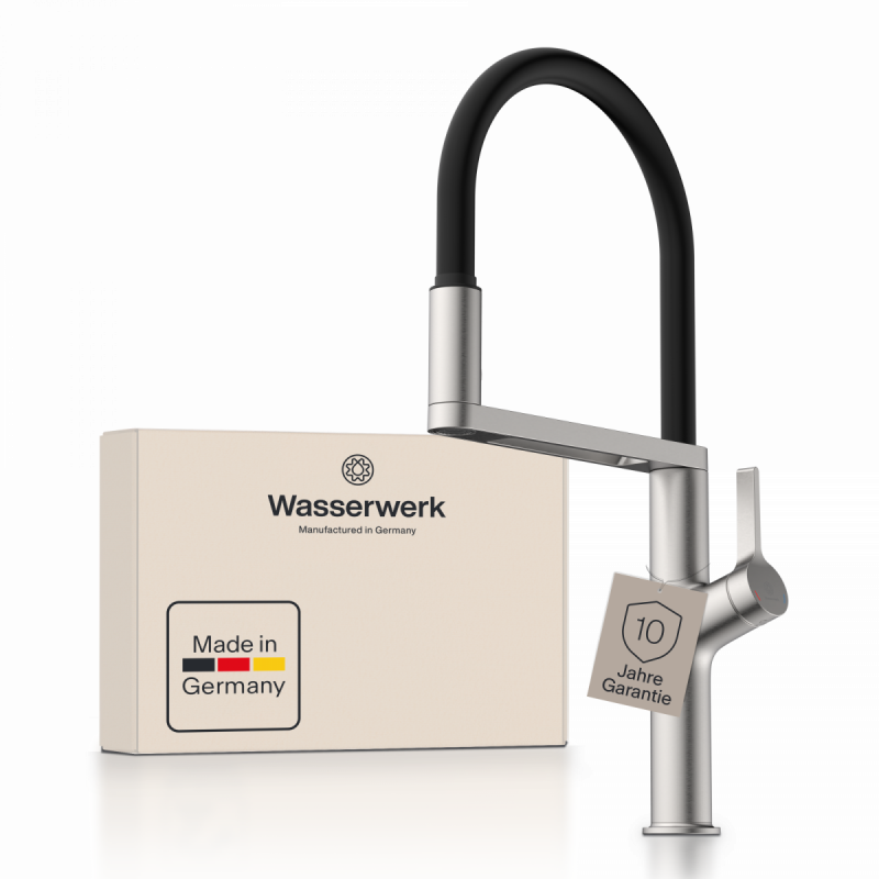 WK 2 in stainless steel look, Kitchen Faucet semi-pro with pull-down soft-touch hose