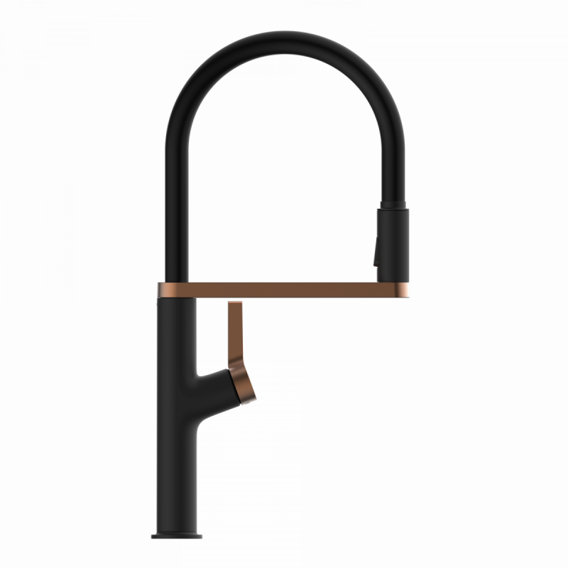 WK 2 in black/rose gold, Kitchen Faucet semi-pro with pull-down soft-touch hose
