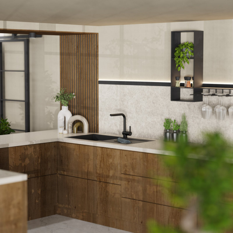 WK 4 in black, Kitchen Faucet with timeless straight spout