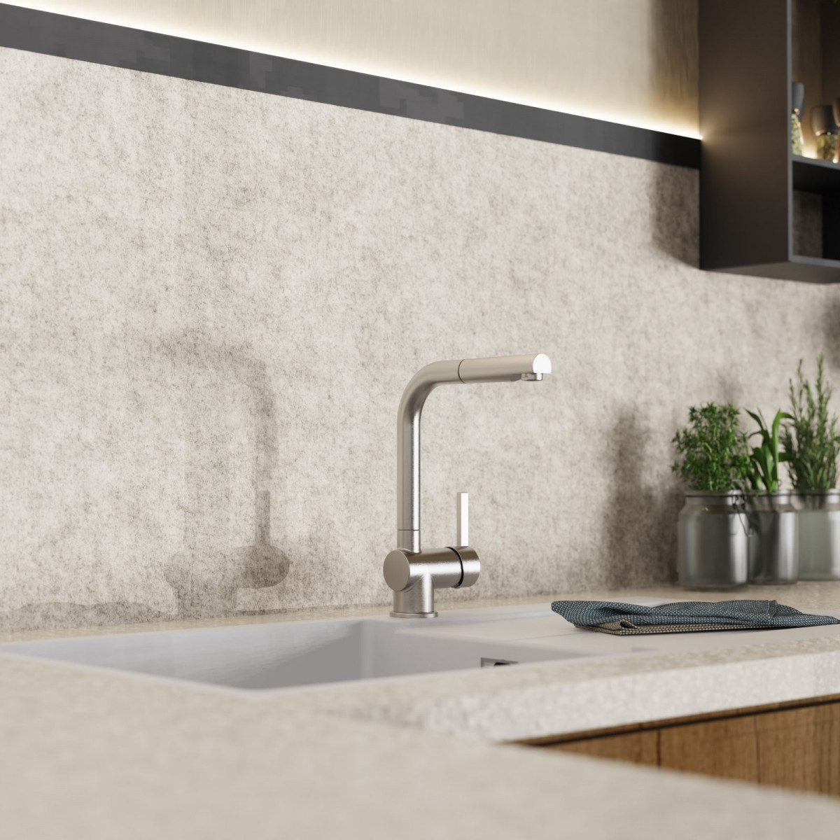 WK 4 Pro in stainless steel look, Kitchen Faucet with pull-out spout