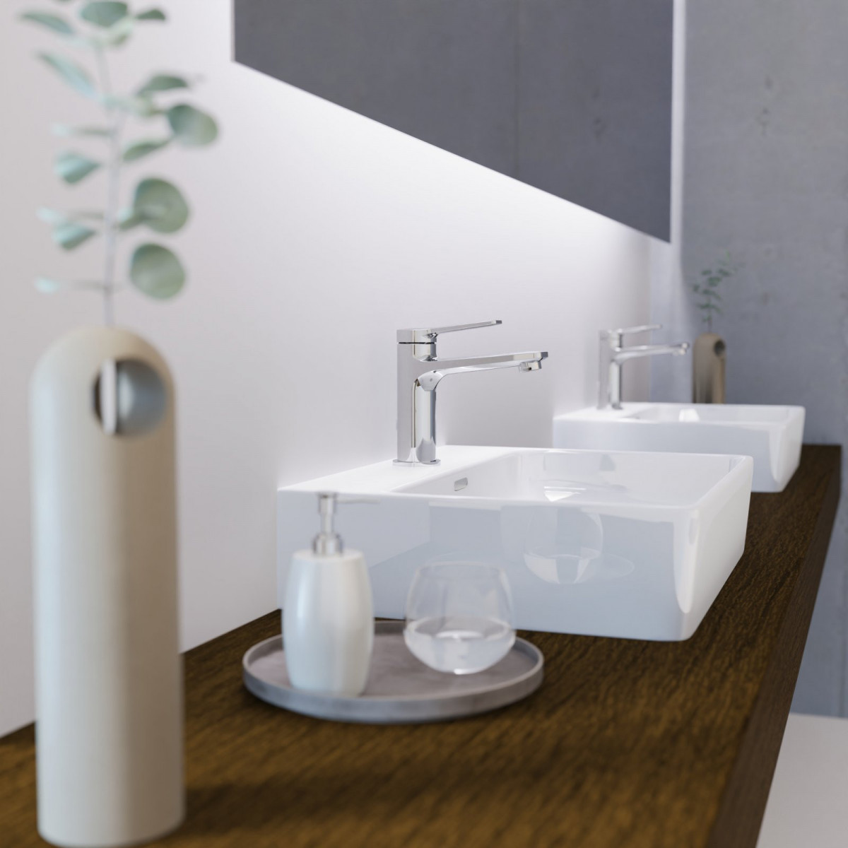 WT 12 in chrome, Washbasin with slim design
