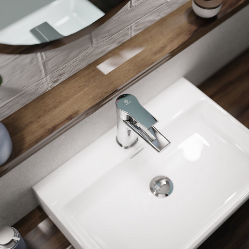 WT 13 in chrome, Washbasin faucet with straight spout